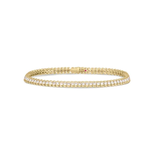 18K Yellow Gold Classic Diamond Ribbed Tennis Bracelet
