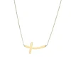 14K Yellow Gold Curved Cross Necklace