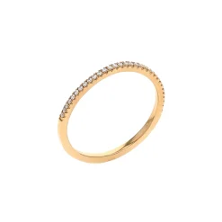 14K Yellow Gold Curved Diamond Wedding Band