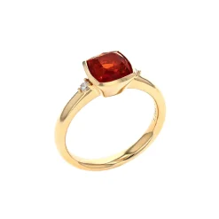 14K Yellow Gold Cushion Citrine and Diamond Ring