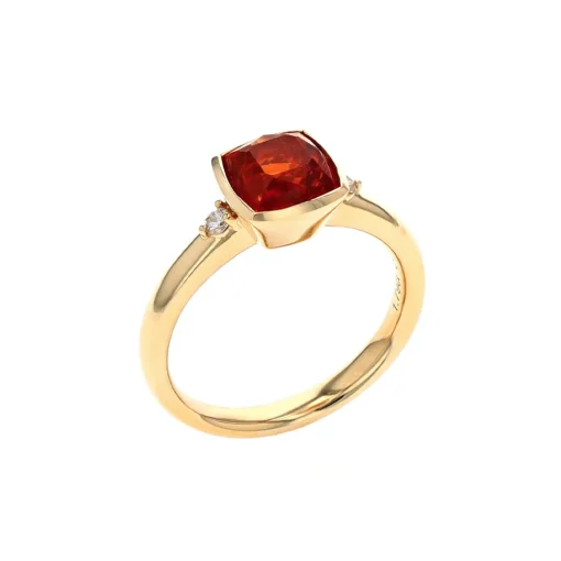 14K Yellow Gold Cushion Citrine and Diamond Ring