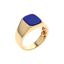 14K Yellow Gold Cushion Lapis Ring