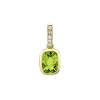 14K Yellow Gold Cushion Peridot and Diamond Pendant