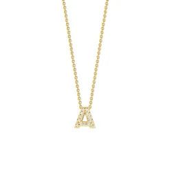 18K Yellow Gold Diamond “A” Necklace