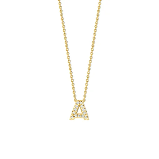 18K Yellow Gold Diamond “A” Necklace