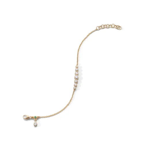 18K Yellow Gold Diamond and Emerald Bracelet