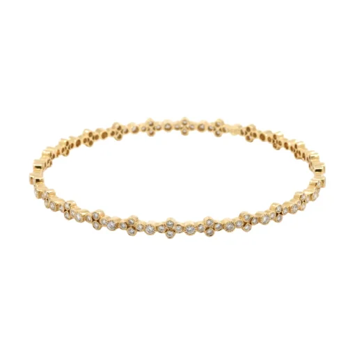 18K Yellow Gold Diamond Bezel Bangle