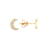 14K Yellow Gold Diamond Crescent Moon Earrings