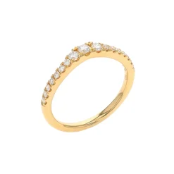 14K Yellow Gold Diamond Curved Wedding Band