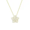 14K Yellow Gold Diamond Flower Paperclip Necklace
