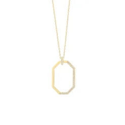 14K Yellow Gold Diamond Geometric Pendant with Chain