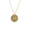 18K Yellow Gold Diamond “H” Disc Pendant with Chain