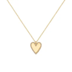 14K Yellow Gold Diamond Heart Pendant with Chain