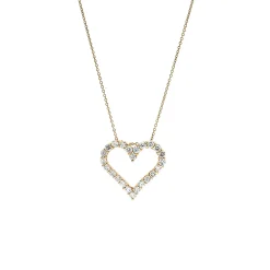 14K Yellow Gold Diamond Heart Pendant and Chain
