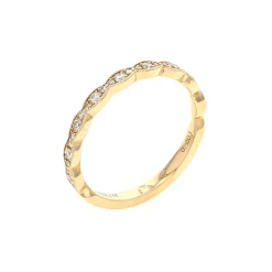14K Yellow Gold Diamond Milgrain Border Wedding Band