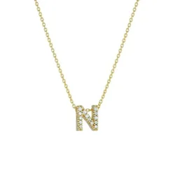 18K Yellow Gold Diamond “N” Necklace