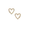 14K Yellow Gold Diamond Open Heart Stud Earrings