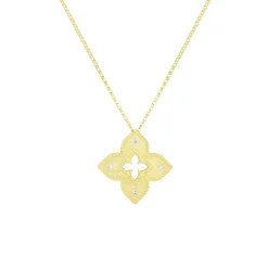 18K Yellow Gold Diamond Petite Venetian Princess Pendant with Chain