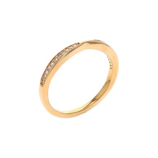 14K Yellow Gold Diamond Pinched Center Wedding Band