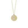 18K Yellow Gold Diamond “R” Disc Pendant with Chain