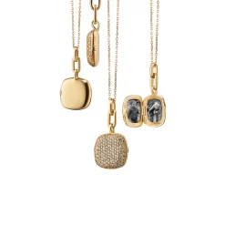 18K Yellow Gold Diamond Rae Locket with Chain