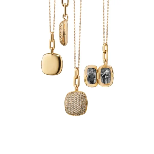 18K Yellow Gold Diamond Rae Locket with Chain