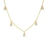 14K Yellow Gold Diamond Station Teardrop Necklace