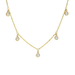 14K Yellow Gold Diamond Station Teardrop Necklace