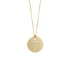 18K Yellow Gold Diamond “T” Disc Pendant with Chain