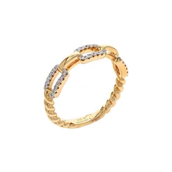 14K Yellow Gold Diamond Twist Link Band