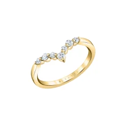 14K Yellow Gold Diamond V-Contour Wedding Band
