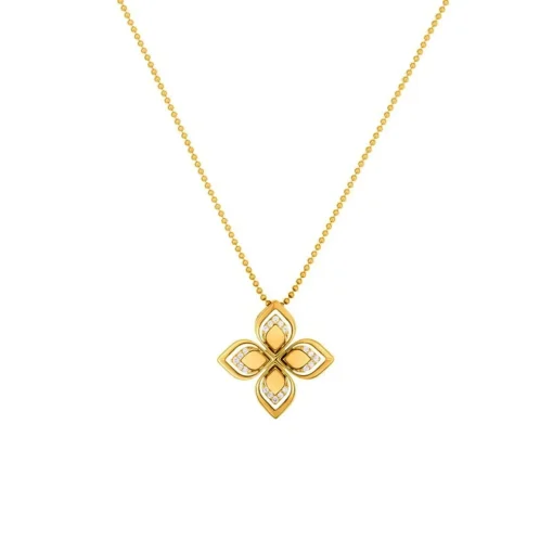 18K Yellow Gold Diamond Venetian Princess Pendant with Chain