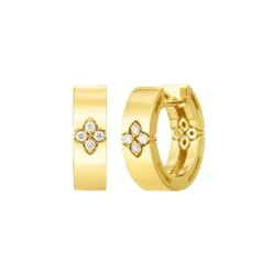 18K Yellow Gold Diamond Verona Hoop Earrings