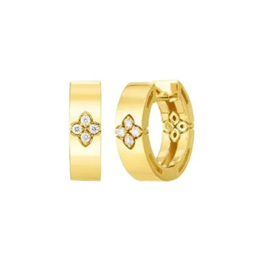 18K Yellow Gold Diamond Verona Hoop Earrings