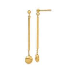 14K Yellow Gold Disc and Bar Dangle Earrings