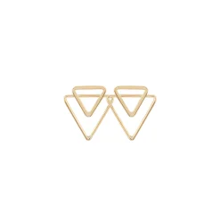 14K Yellow Gold Double Open Triangle Earrings