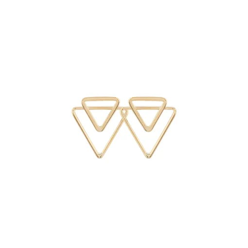 14K Yellow Gold Double Open Triangle Earrings