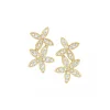 14K Yellow Gold Double Star Diamond Earrings
