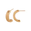 14K Yellow Gold Double Tube 1/2 Hoop Earrings