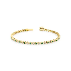 14K Yellow Gold Emerald and Diamond Bracelet