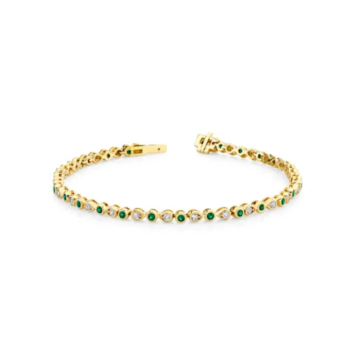 14K Yellow Gold Emerald and Diamond Bracelet