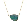14K Yellow Gold Freeform Australian Opal Doublet Necklace