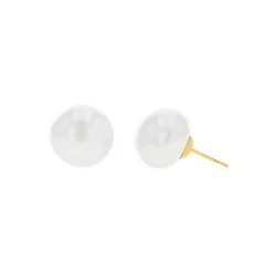 14K Yellow Gold Freshwater Button Pearl Earrings