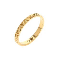 14K Yellow Gold Geometric Stack Band