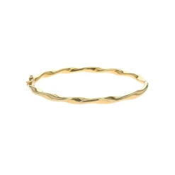 14K Yellow Gold 8-Inch Twisted Bangle Bracelet