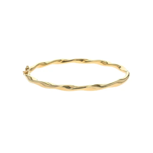 14K Yellow Gold 8-Inch Twisted Bangle Bracelet