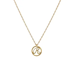 14K Yellow Gold Initial “R” Pendant with Chain