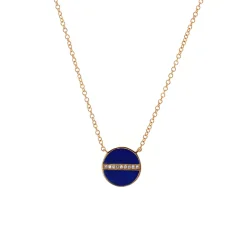 14K Yellow Gold Lapis and Diamond Necklace