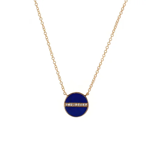 14K Yellow Gold Lapis and Diamond Necklace