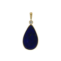 14K Yellow Gold Lapis and Diamond Pendant